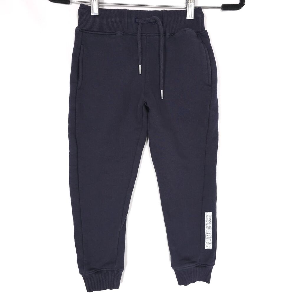 POIVRE BLANC Boys Jogger 8Y Sweatpants Navy Drawstring Elastic Waist I AM A POEM
